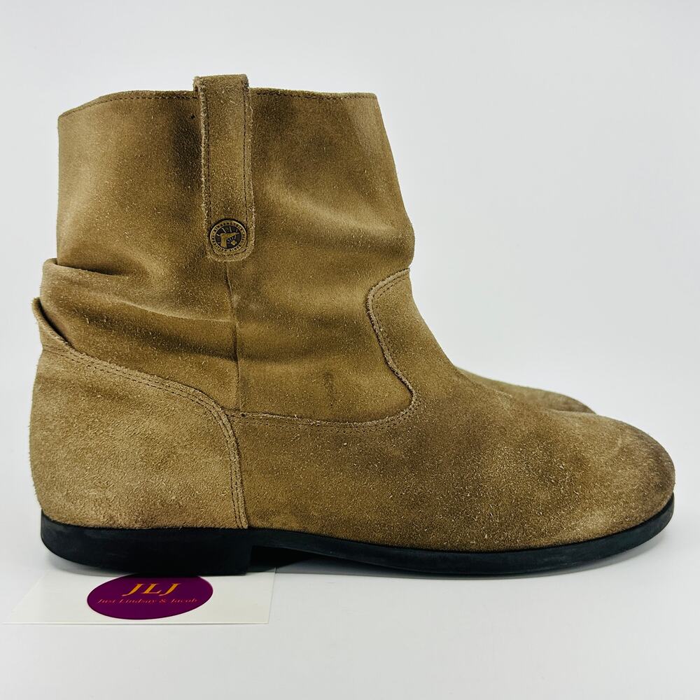 Birkenstock Women's Sarnia Taupe Waxed Suede Slouch Boots Size 41 EU/ 10 US